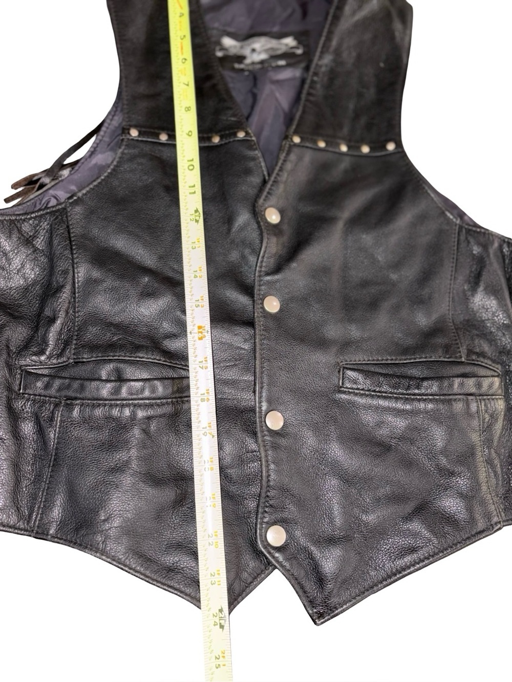 Vintage On The Fringe Genuine Conditioned Leather Fringe Motorcycle Vest L - Picture 9 of 10
